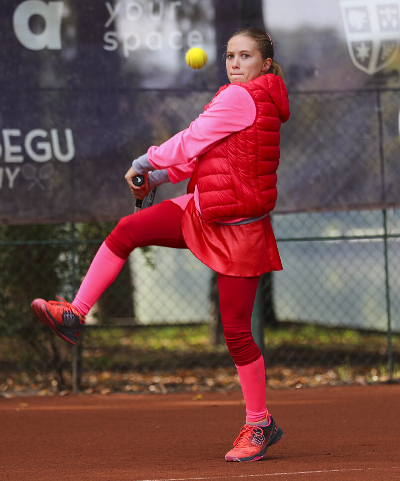 puffa gilet jacket and belinda red girls tennis dress by zoe alexander