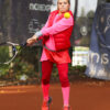 red puffa gilet for girls tennis by zoe alexander