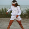 white sweatshirt for girls tennis by zoe alexander