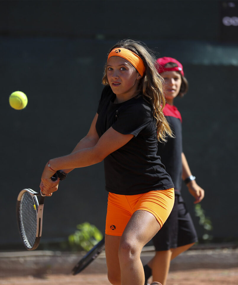 neon orange tennis ball shorts by zoe alexander