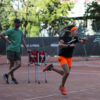 neon orange tennis ball shorts by zoe alexander