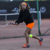 neon orange tennis ball shorts by zoe alexander