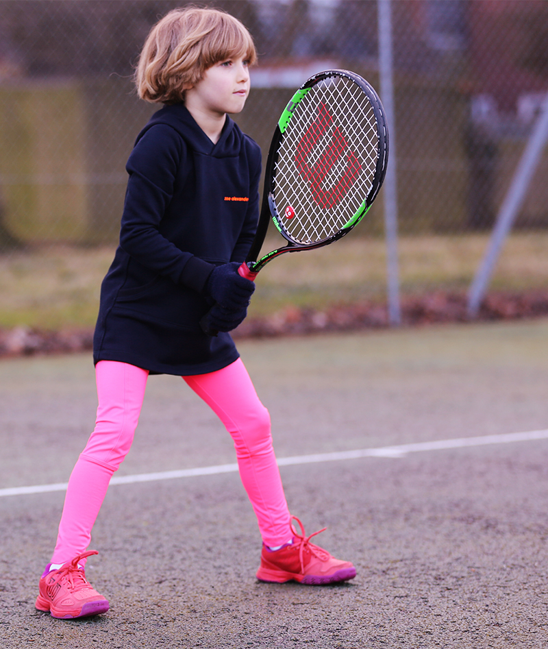 Girls Neon Long Tennis Leggings With Ball Pocket
