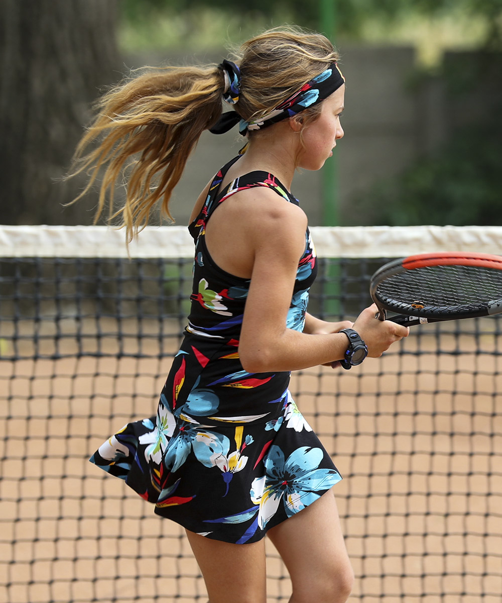 Girls Tennis Dress Floral Black Petal | Girls Tennis Zoe Alexander