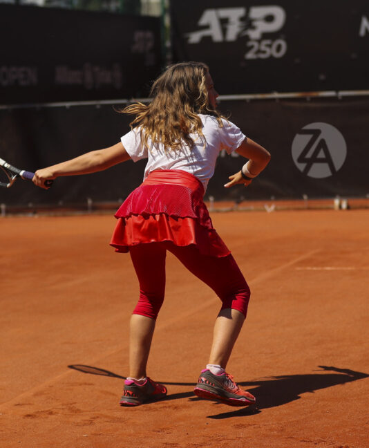 layered red girls tennis skirt zoe alexander
