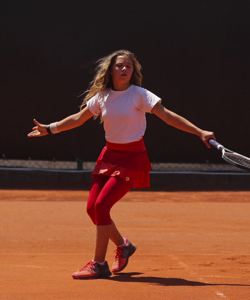 red layered girls tennis skirt by zoe alexander