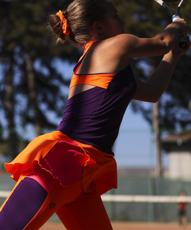 aryna girls tennis dress violet and orange by zoe alexander