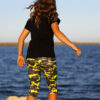 camo neon raglan top in black for girls tennis by zoe alexander