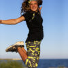 camo neon raglan top in black for girls tennis by zoe alexander