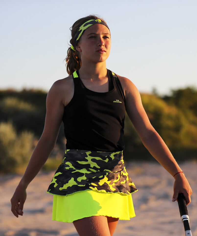 neon camo tank top black vest singlet by zoe alexander