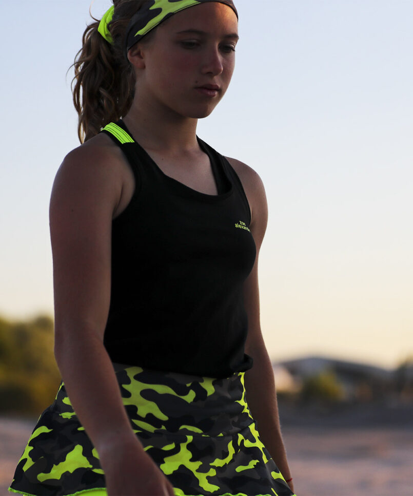 neon camo tank top black vest singlet by zoe alexander