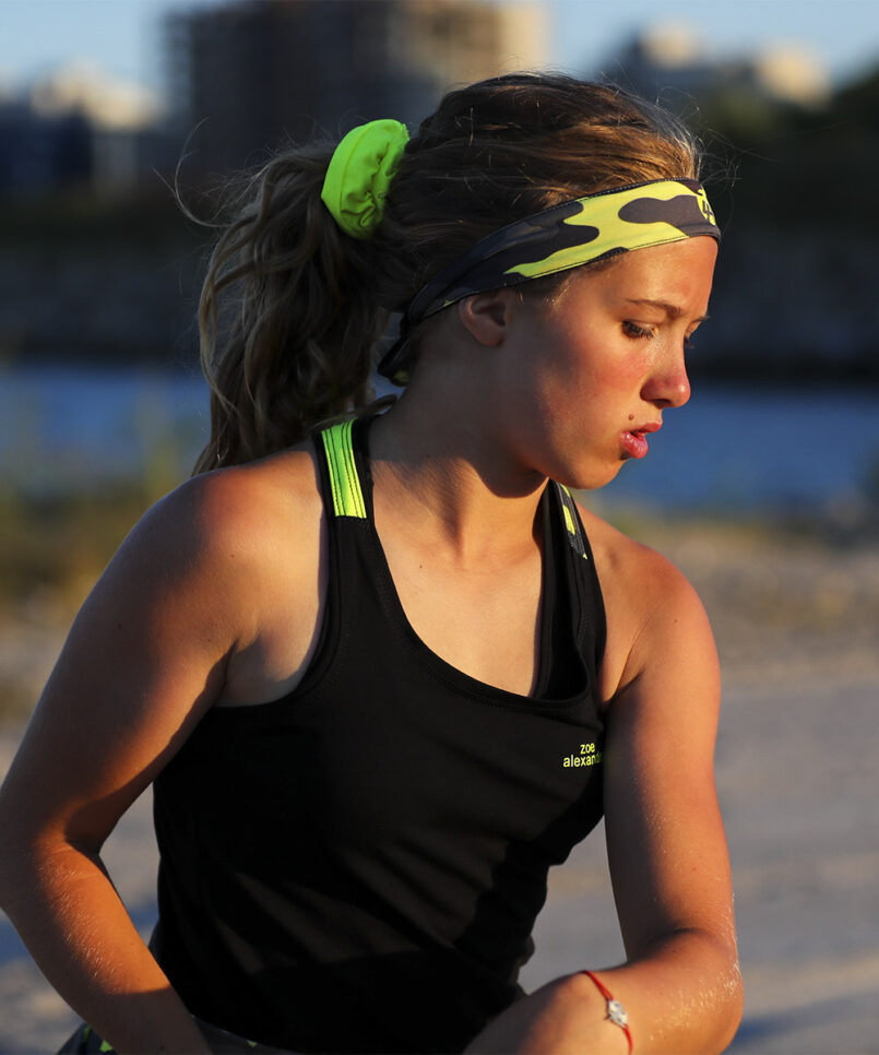 neon camo tank top black vest singlet by zoe alexander