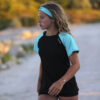 monica raglan tennis top black and mint tee shirt by zoe alexander