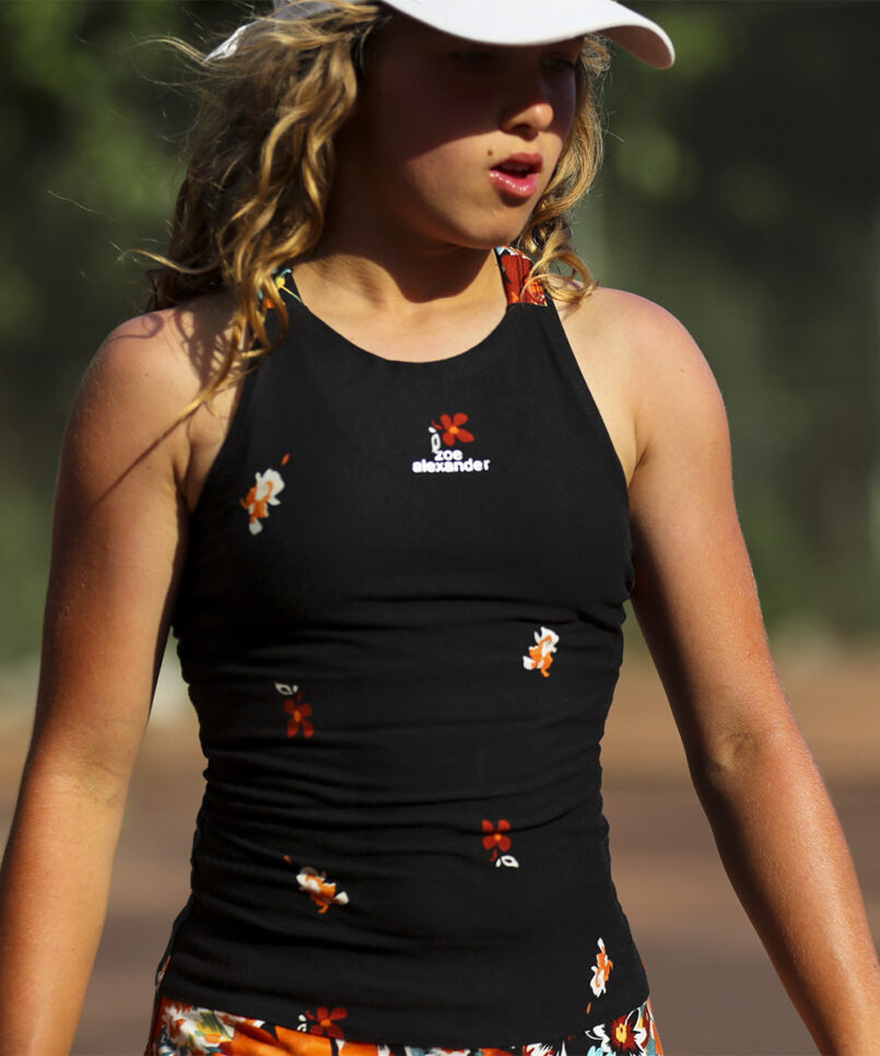 orange floral dress for girls tennis by zoe alexander