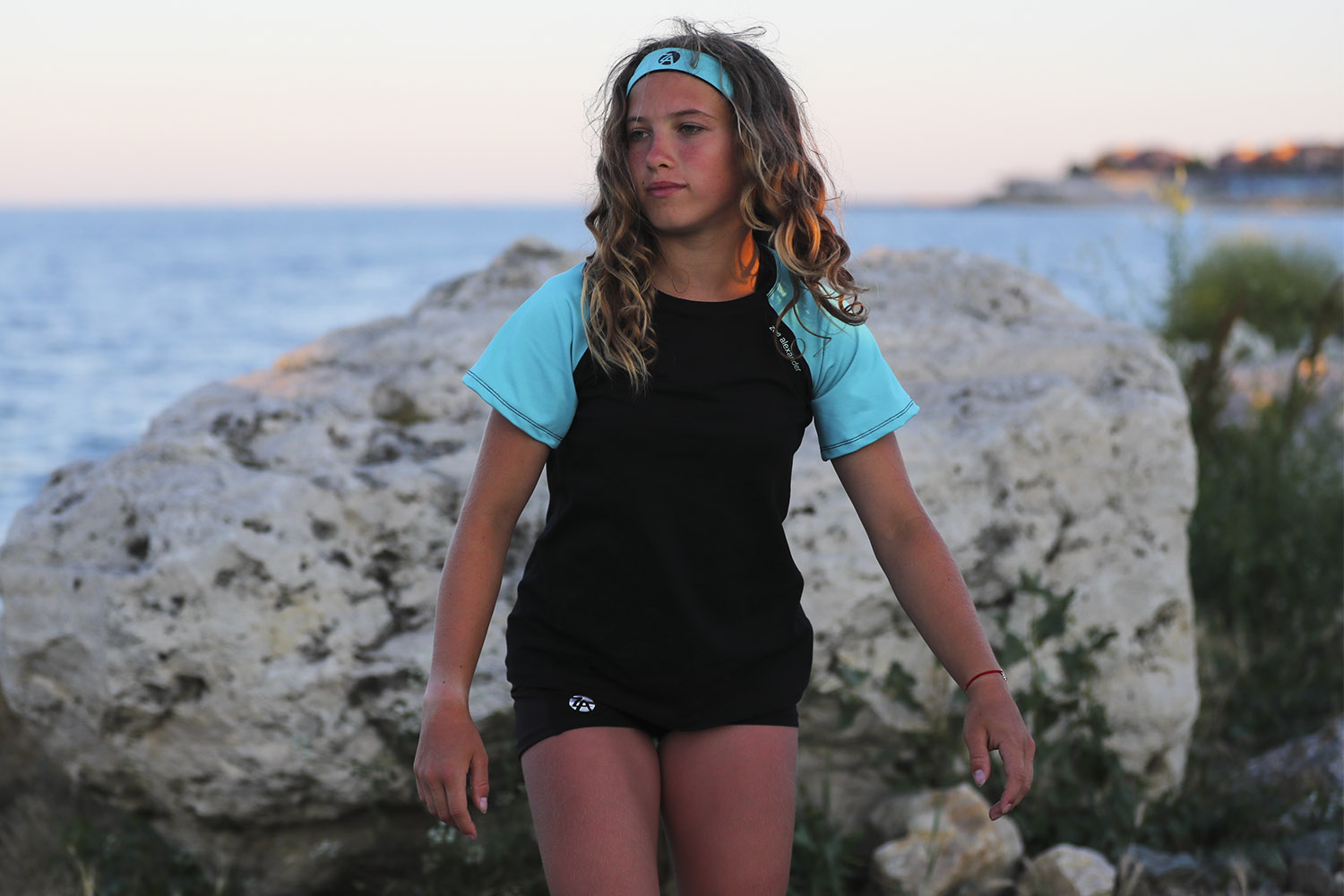 monica raglan top for girls tennis in black and mint by zoe alexander