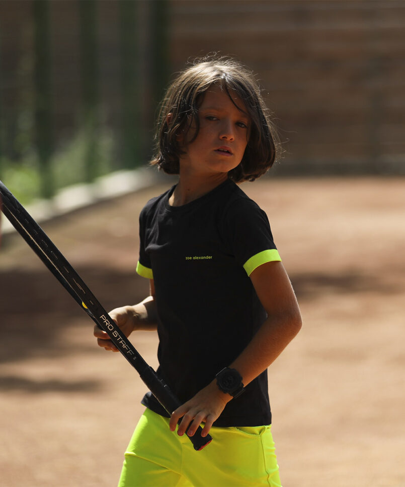 boys tennis shorts neon yellow by zoe alexander