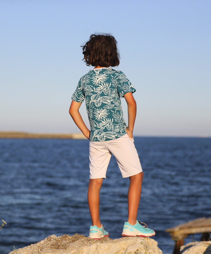 petrol leaf print boys tennis outfit by zoe alexander