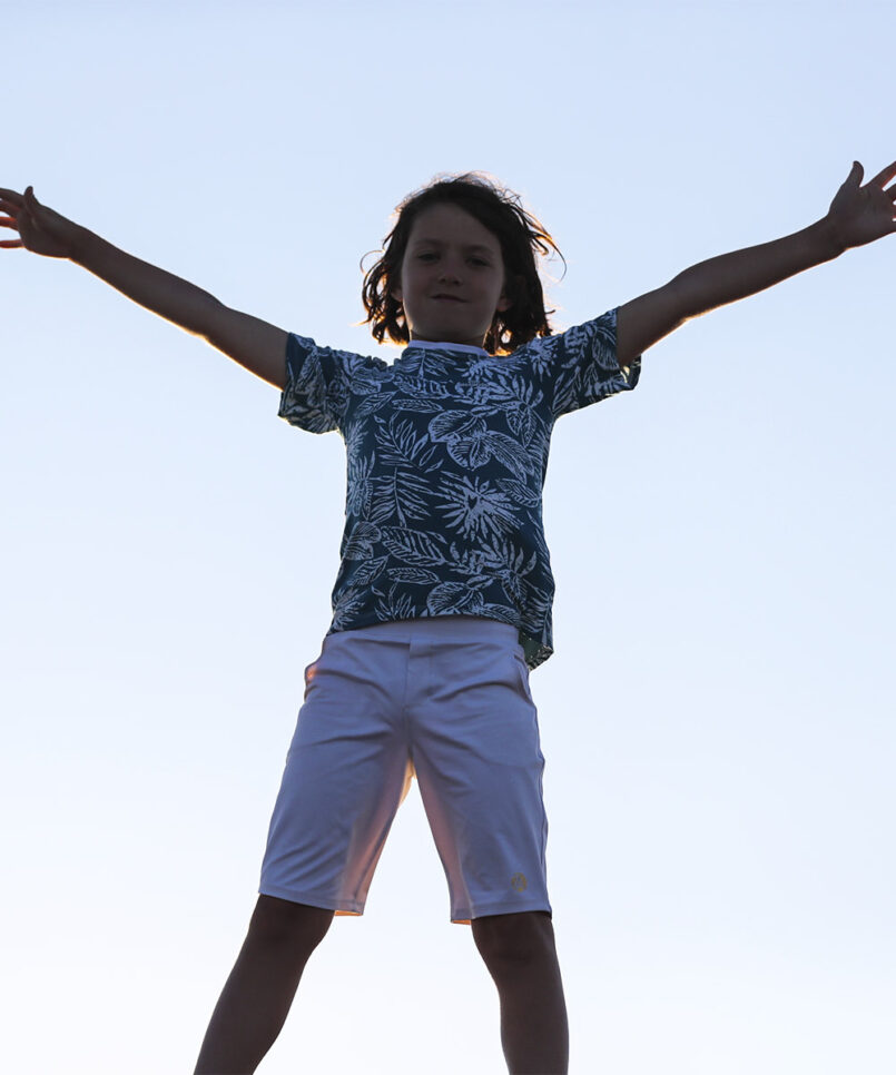 petrol leaf print boys tennis outfit by zoe alexander