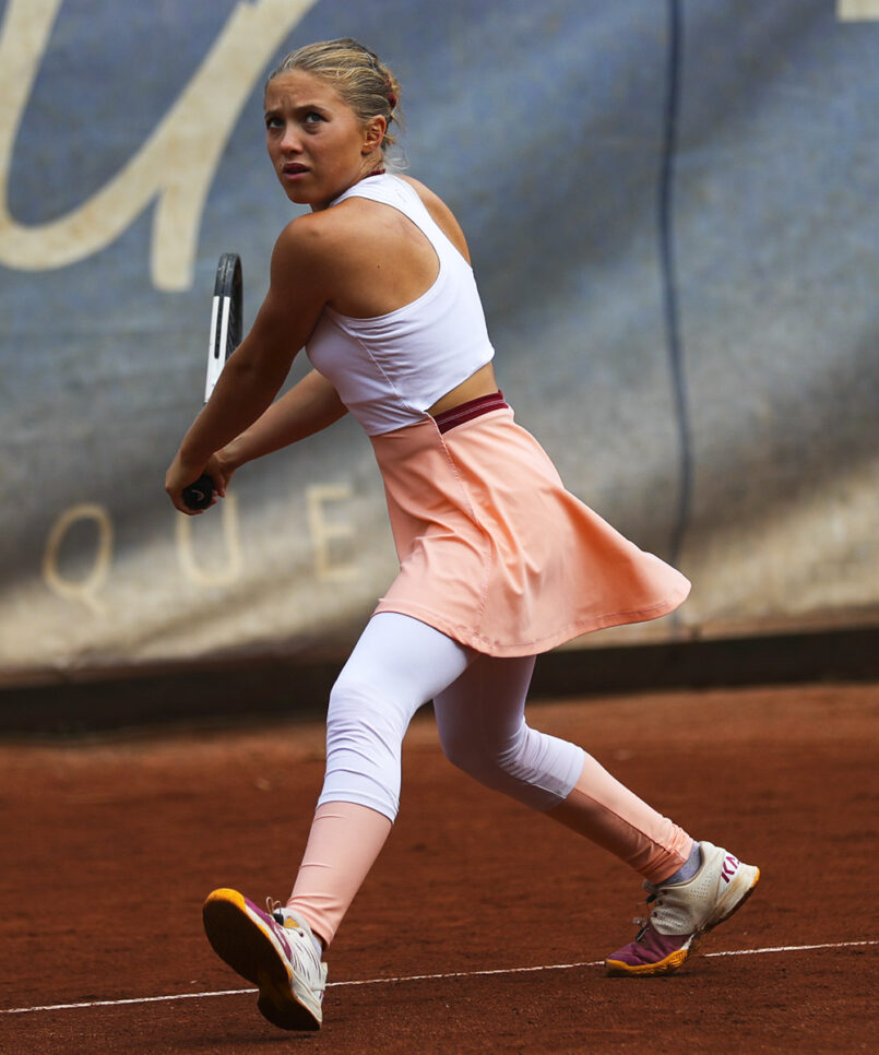 virginia girls tennis dress white peach burgundy by zoe alexander