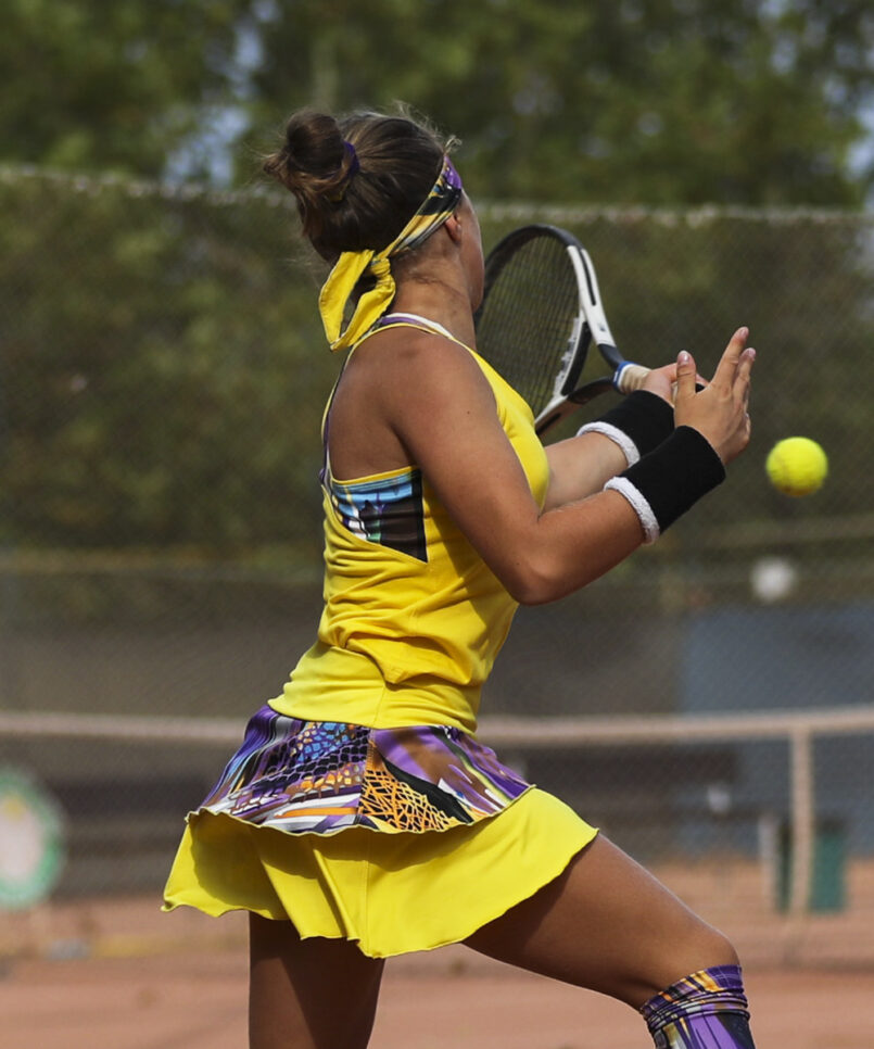 yellow viviana layered tennis skirt for girls by zoe alexander