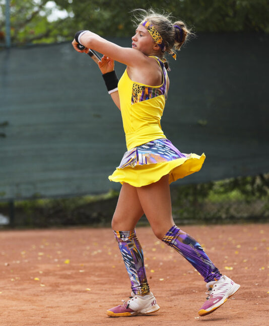 yellow viviana layered tennis skirt for girls by zoe alexander