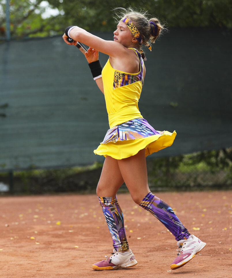 yellow viviana layered tennis skirt for girls by zoe alexander