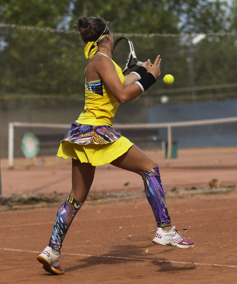 yellow viviana layered tennis skirt for girls by zoe alexander